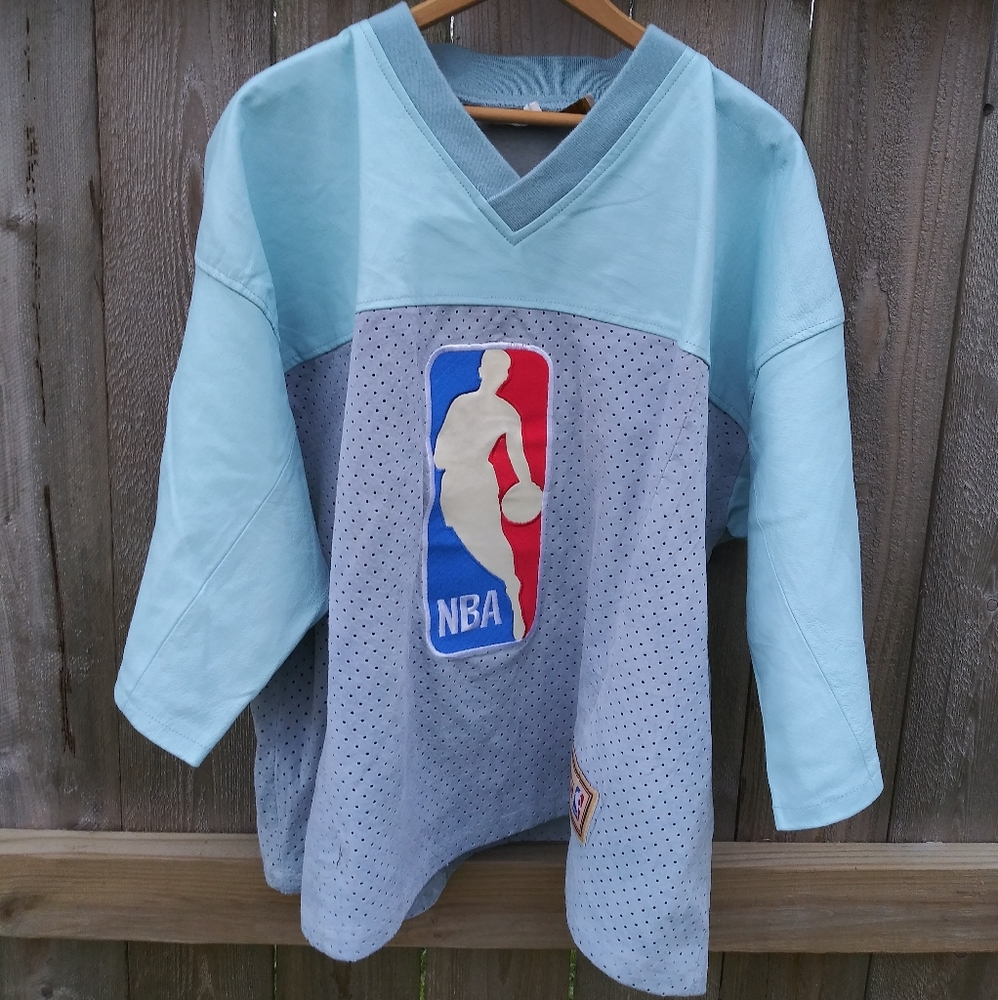 90's Jeff Hamilton NBA suede and leather jersey